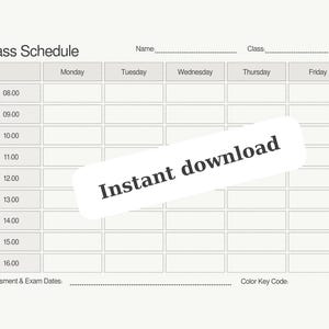 Class Schedule / School Schedule / Printable School Timeline / Back to School Printable / Minimalist