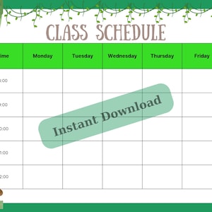Jungle Animals Class Schedule / School Schedule / Printable School Timeline / Back to School Printable / Minimalist