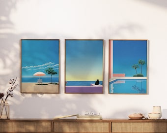 Beach Print Set of 3: 80s City Pop Art (Digital Download)