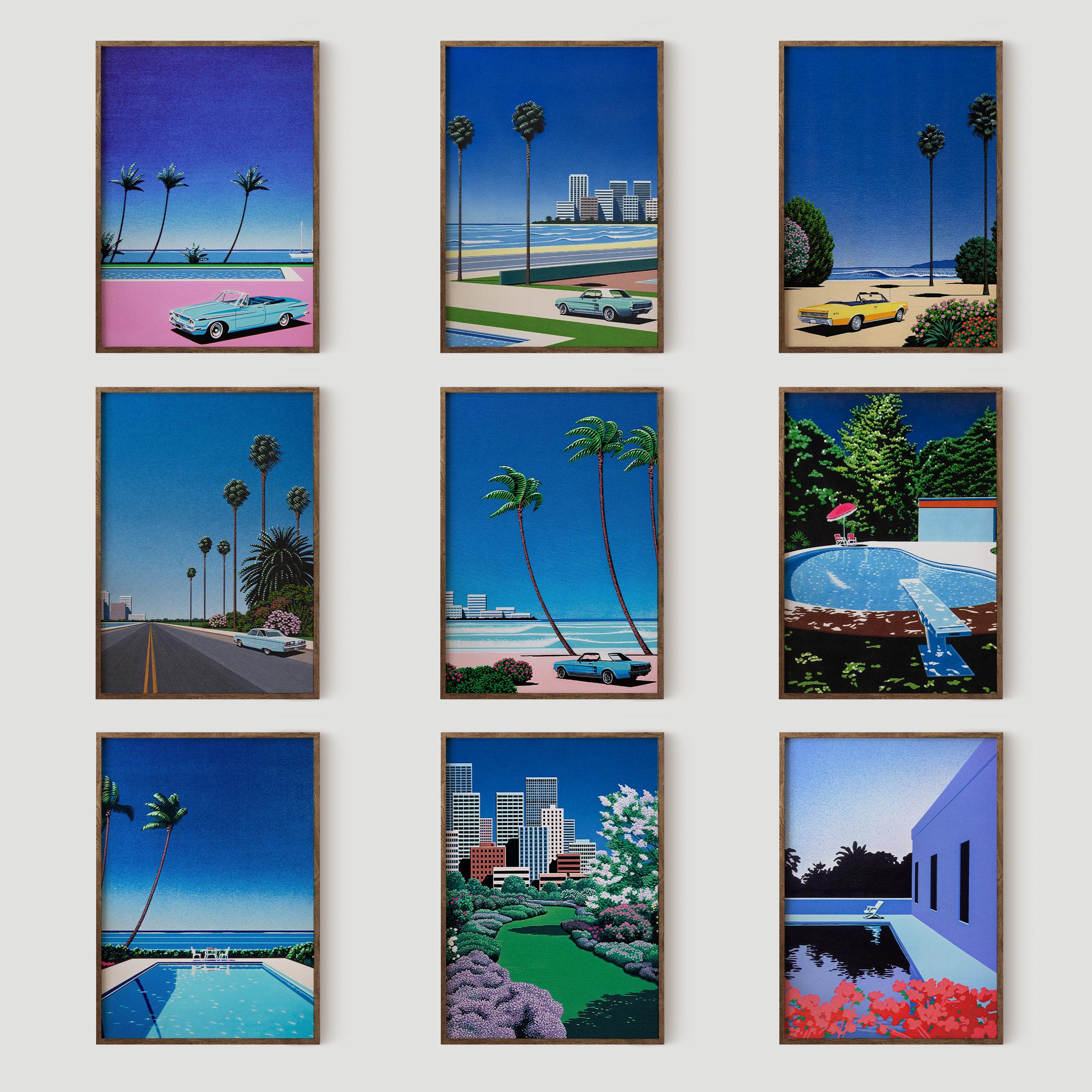 Hiroshi Nagai Bundle Set of 9 Art Print Poster: Retro Cityscape