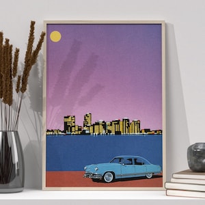 Hiroshi Nagai Kunstdruck: Retro Stadtbild, Oldtimer (Digitaler Download)