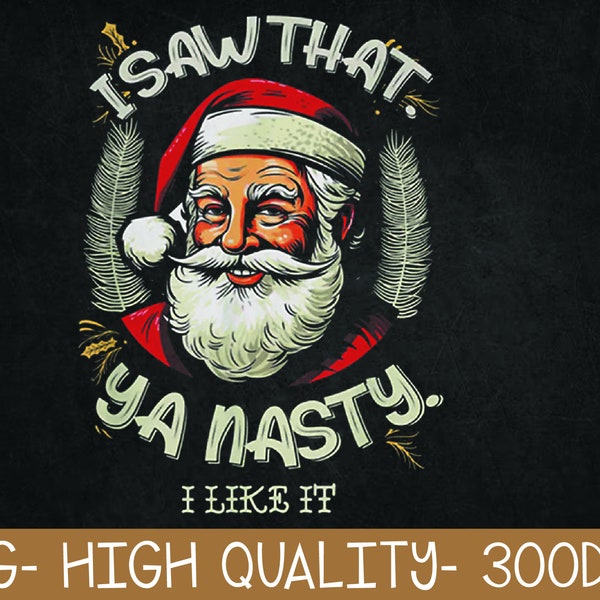 I Saw That Ya Nasty I Like It Funny Santa PNG Digital Download