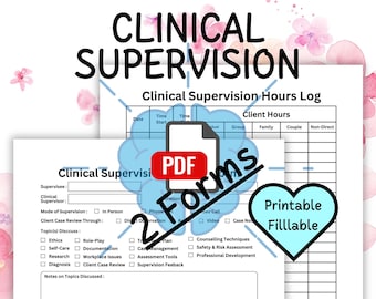 Clinical Supervision Forms: Session Notes & Hours Log (printable ...