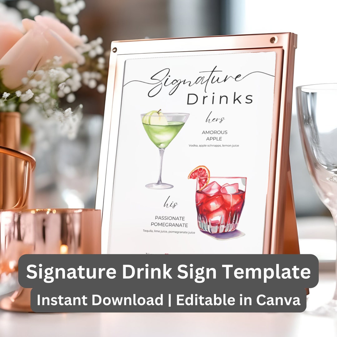 Signature Cocktail Sign Template Signature Drink Cocktail Menu Bar Signature Cocktail Sign Template Signature Drink Cocktail Menu Bar