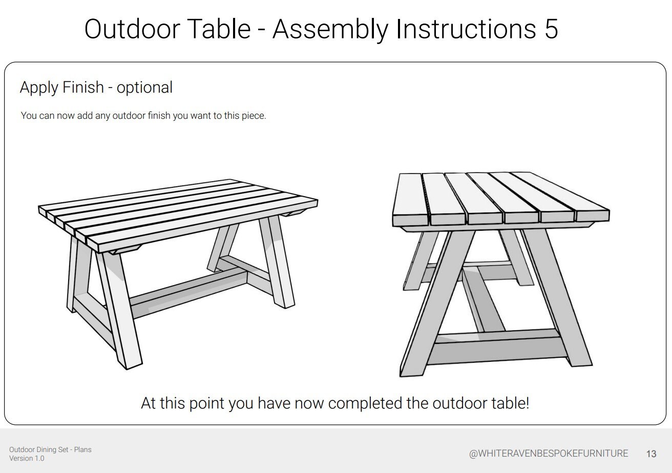 DIY Outdoor Dining Table Set Build Plans Create Your Own Etsy