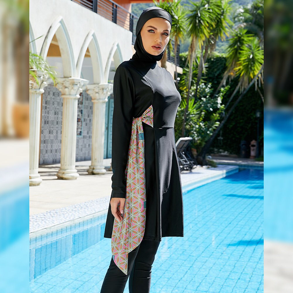 Adabkini Eylul, modest top and legging, 3-piece semi-covered swimwear –  AdabKini