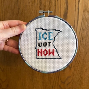 ICE Out of Minnesota State Cross Stitch Pattern Instant PDF Download