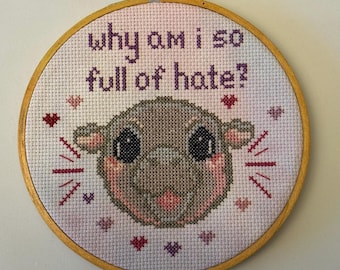 Moo Deng Funny Cross Stitch Pattern Instant PDF Download