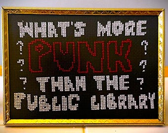 What&#39;s More Punk than the Public Library Cross Stitch Pattern Instant PDF Download