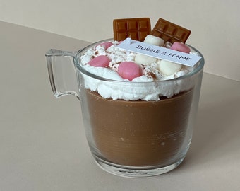 Hot Chocolate Candle | Marshmallows Chocolate Cream | Decorative | Unique | Novelty | Gift | Dessert | Realistic Food Handmade Present Gift