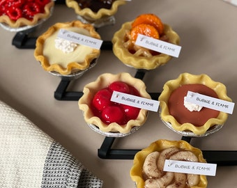 Mini Pies 3 inch Various Flavours/Sizes of Small Pie Candles Unique Fake Food Candle Realistic Gift