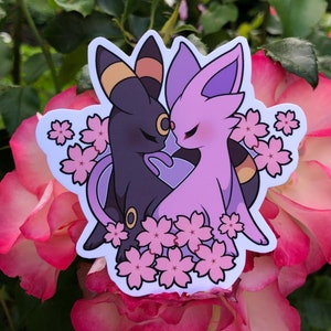 Espeon & Umbreon Pokemon Anime Aufkleber niedliche kawaii Chibi Pokémon Evoli-Applikation Sticker Geschenk Die Cut Sticker Scrapbooking handgemacht