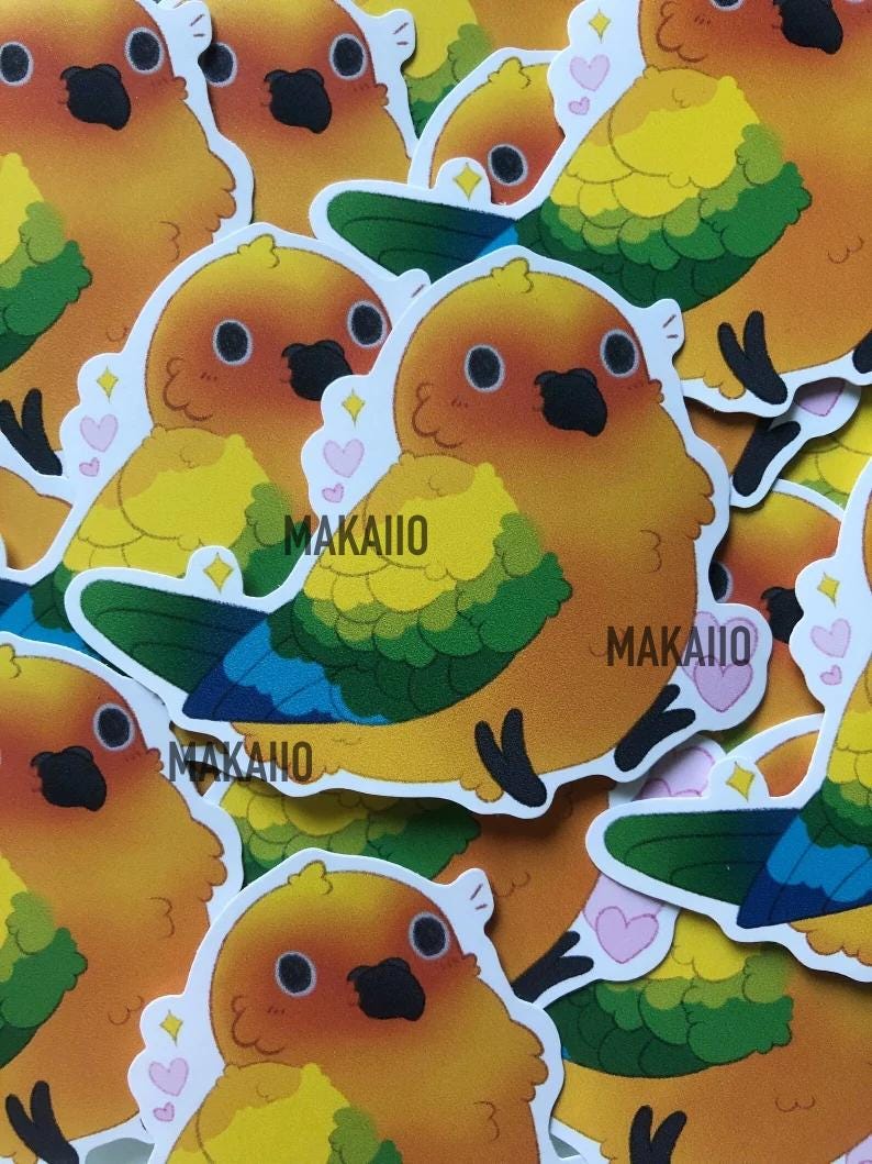 Sun Conure Sticker Cute Kawaii Borb Birb Sticker Hand Made Gift Pet ...