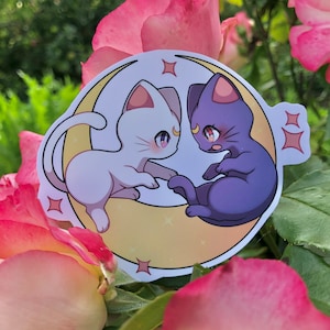 Artemis & Luna Aufkleber Anime Süßer Sailor Moon Sticker mit Katzen und Mond Aufklebern Anime Sticker handgemacht für Weihnachten