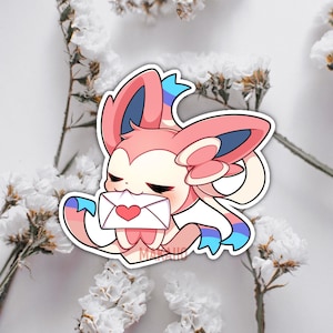 Sylveon Valentinstag Niedliche kawaii Chibi Pokémon eeveelutions Tier Sticker Geschenk die cut Sticker Scrapbooking Spaß Geschenk handgemacht Japan