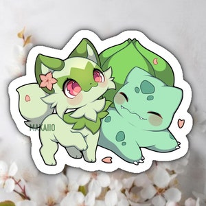 Süßer kawaii Chibi Pokemon Geburtstagssticker Bisasam und Spirigatito niedliches Geschenk die cut sticker scrapbooking süsses Geschenk handmade japan
