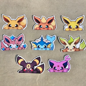 Adesivo fofo de animal kawaii chibi Pokémon brilhante eeveelutions, presente fofo, adesivo recortado, scrapbooking, presente divertido, feito à mão no Japão