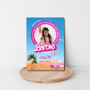 EDITABLE Doll Birthday Invitation , Hot Pink Doll Birthday Invitation , Girl Birthday Party, Instant Download, Canva Template