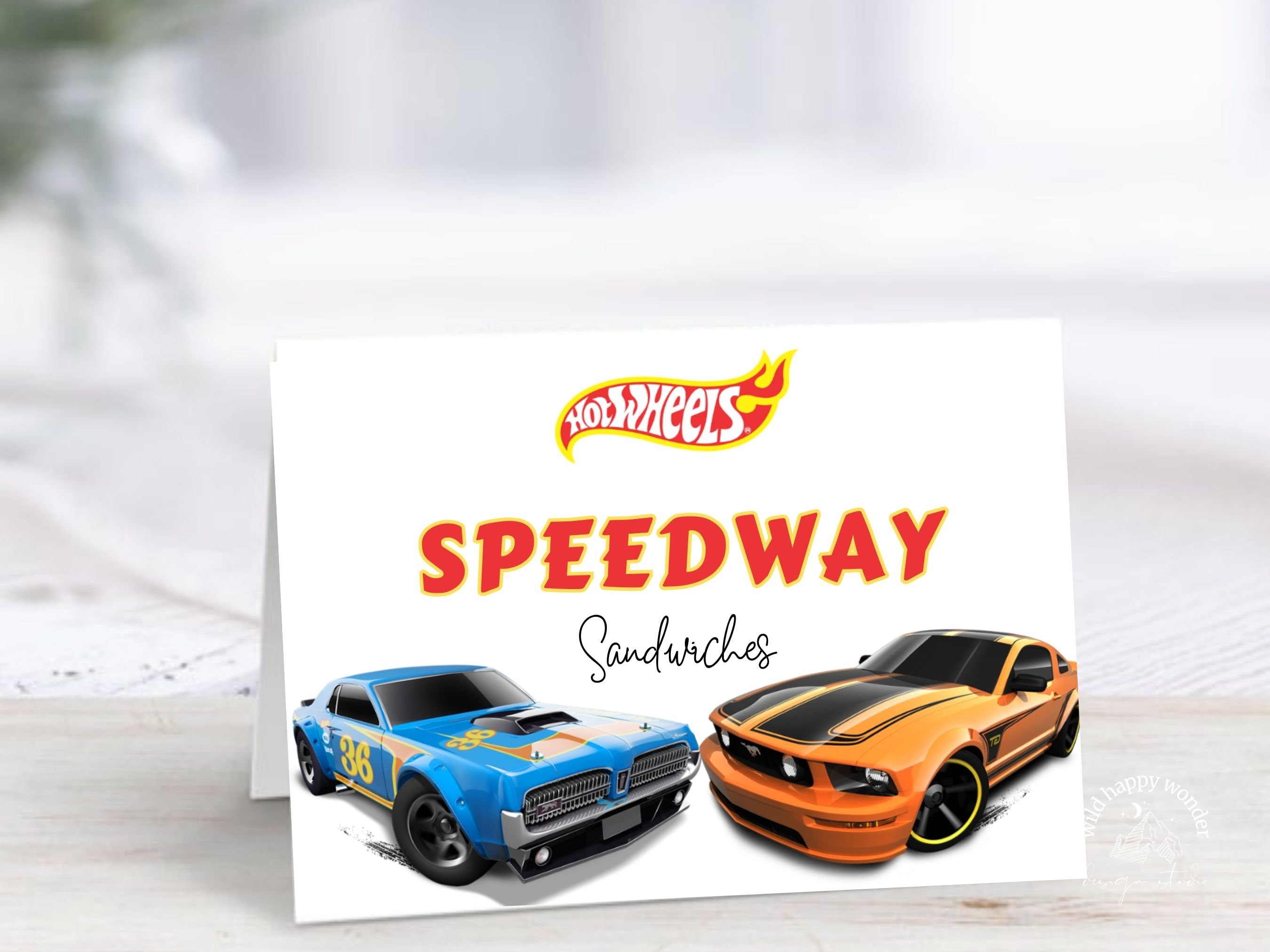EDITABLE Hot Cars Food Tent Labels, Wheels Birthday Theme Foldable Tent ...