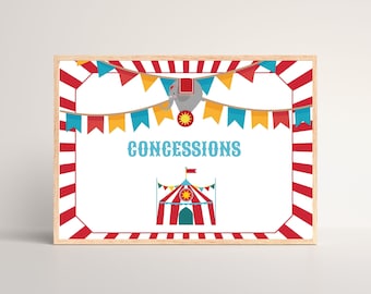 EDITABLE Carnival Games Sign, Circus Party Table Signs, Circus Big Top Birthday, Instant Download