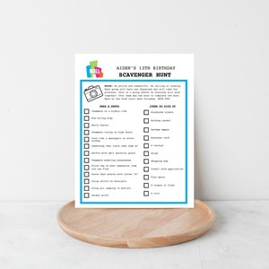EDITABLE Mall Scavenger Hunt List, Teen Scavenger Hunt, Thirteen Mall Party Printable, Instant Download
