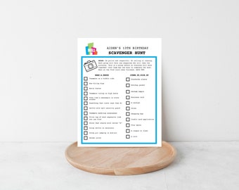 EDITABLE Mall Scavenger Hunt List, Teen Scavenger Hunt, Thirteen Mall Party Printable, Instant Download