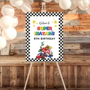 EDITABLE Super Mario Welcome Sign, Super Mario Event Sign, Modern Mario Birthday Signage, Multiple Sizes, Instant Download