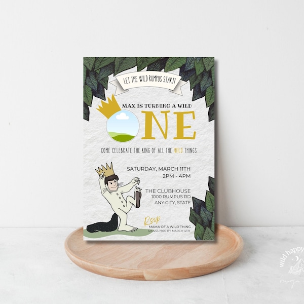 EDITABLE Where the Wild Things Are First Birthday, Wild One Birthday Invitation, Instant Download