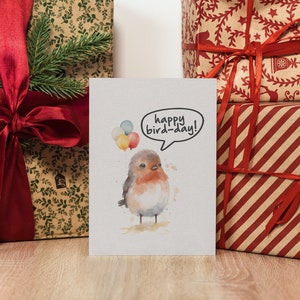 Carte d'anniversaire DIY 2 en 1 Happy BirdDay | Tutoriel de peinture, contours et PDF incl. | Carte de vœux drôle, cadeau pour elle/lui