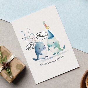 Süße Wal 2-in-1 DIY Geburtstagskarte | Malen Tutorial, Outlines & PDF inkl. | Lustige Grußkarte, Geschenk für Sie oder Ihn