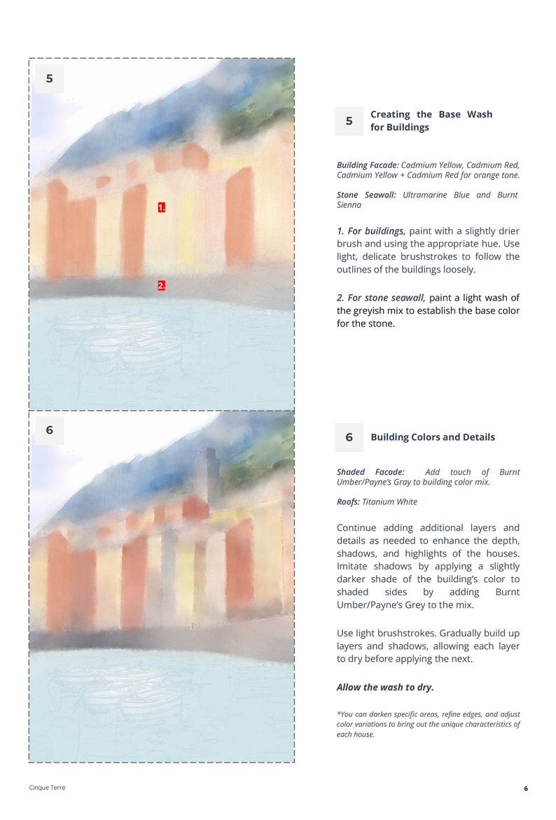 Cinque Terre Watercolor Painting Book PDF Stepbystep Guide Etsy