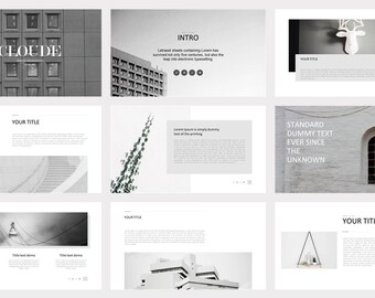 Modern Business PowerPoint Template: Black & White Magazine Style (84 Slides)