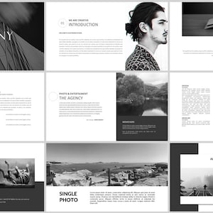 Business Presentation Template Minimalist Style Report Strategy Presentation Slides Black White Clean Powerpoint Template Marketing Slides