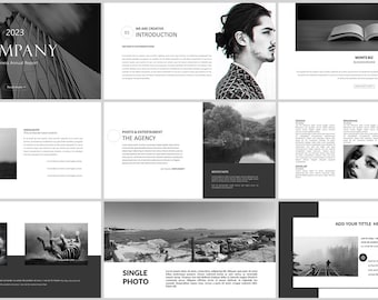 Minimalist Business PowerPoint Template: Black & White Magazine Style