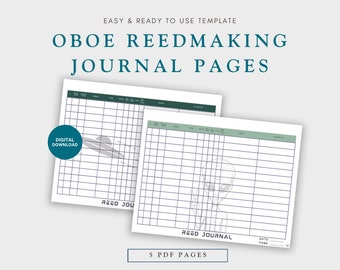 Oboe Reed Journal Pages Digital Download PDF -- Spaced Out