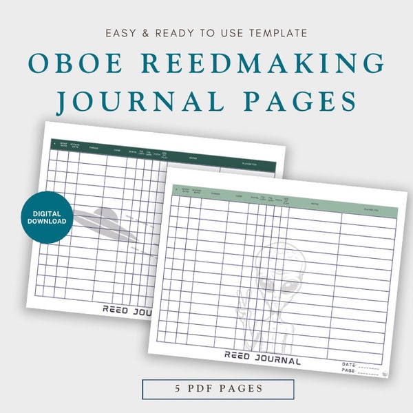 Oboe Reed Journal Pages Digital Download PDF -- Spaced Out