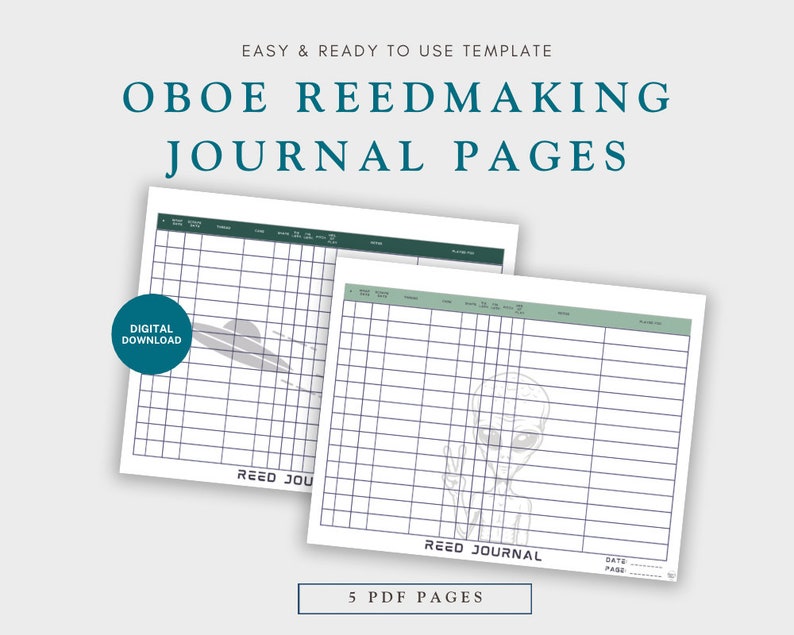 Oboe Reed Journal Pages Digital Download PDF -- Spaced Out - Etsy
