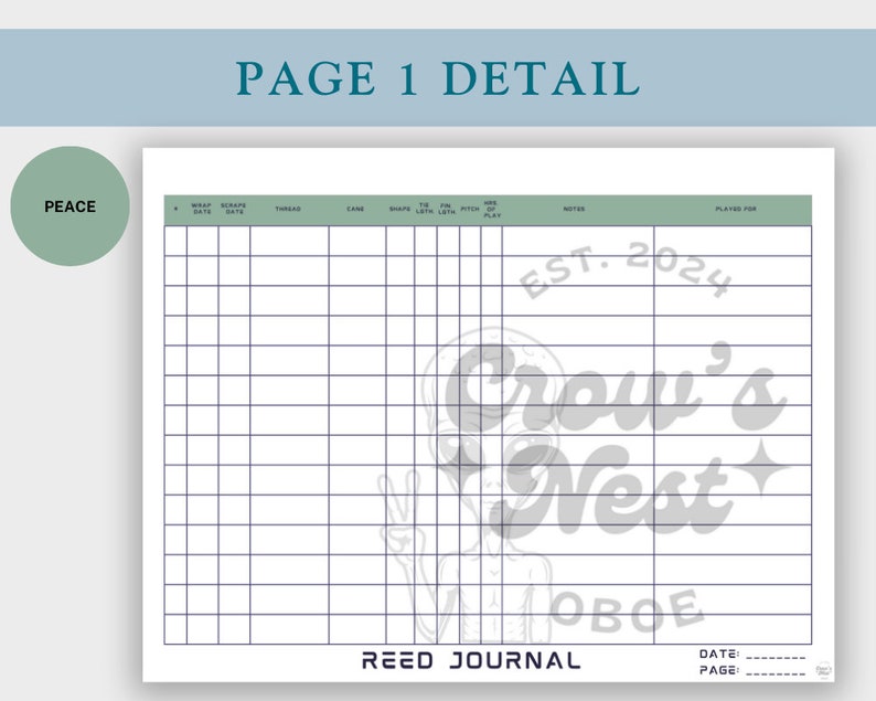 Oboe Reed Journal Pages Digital Download PDF -- Spaced Out - Etsy