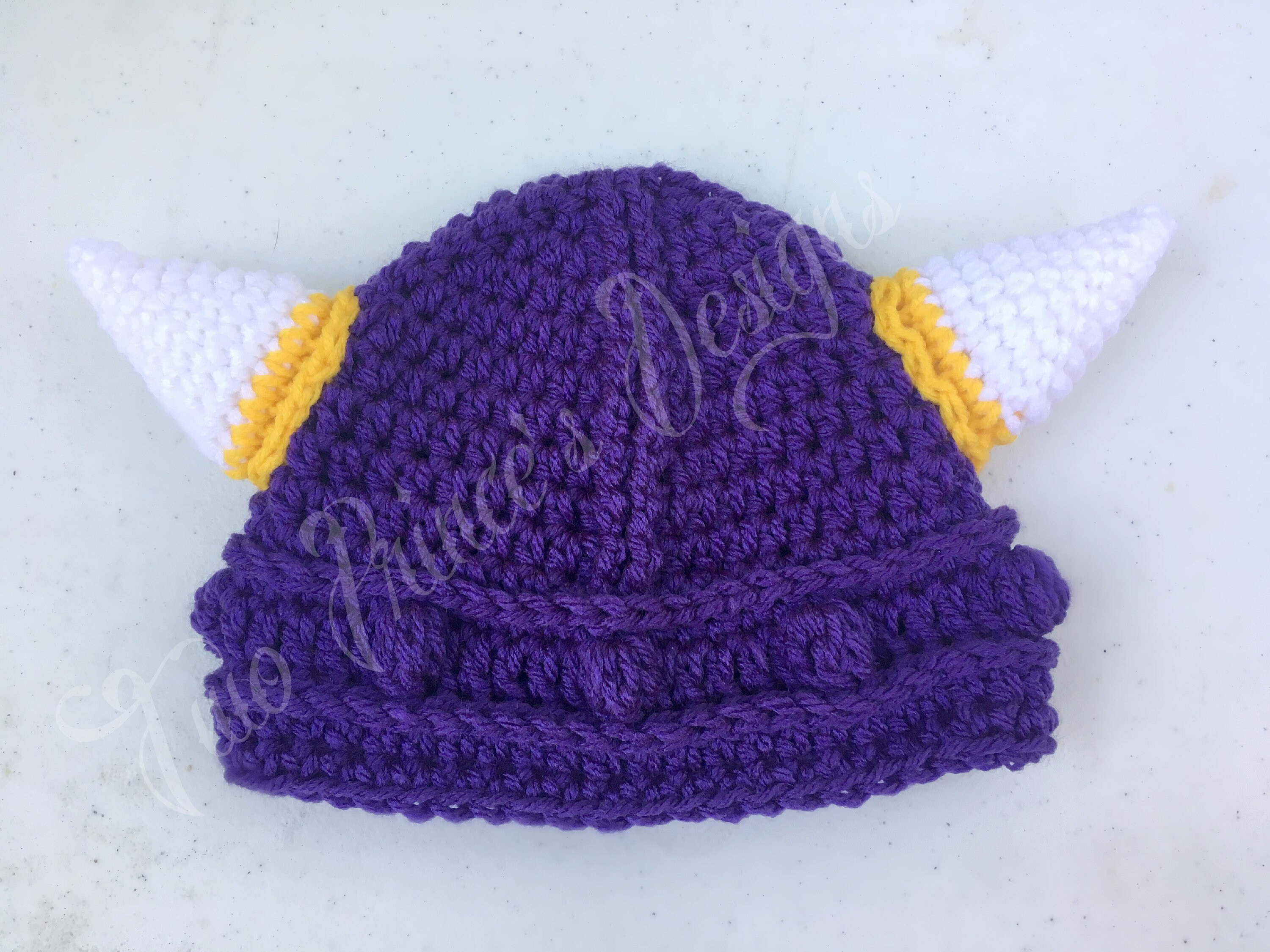 Viking Hat Horns Newborn Hat Braids NFL Minnesota Purple Gold Etsy