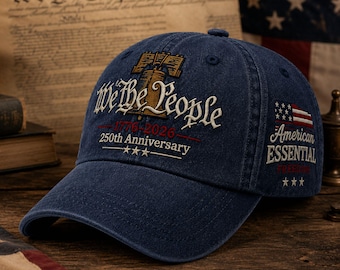 We The People 1776–2026 4th of July Embroidered Baseball Cap | 250th Anniversary Patriotic Hat | Vintage American Freedom Adjustable Dad Hat
