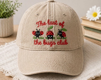 Embroidered Last of the Bugs Hat, Ladybug Dad Cap, Music Tour Inspired Washed Cap, Adjustable Vintage Style Baseball Hat, Music Fan Gift