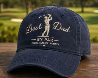 Best Dad By Par Golf Hat Embroidered Dad Cap | Vintage Washed Golf Hat for Men | Father’s Day Gift for Golf Lover, Adjustable Golf Dad Hat