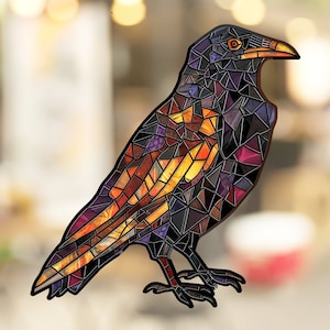 Raven Stained Glass Window Cling Decal Sticker Vinyl Window Film Artful Window Decor Gift for Her Mom Home Housewarming