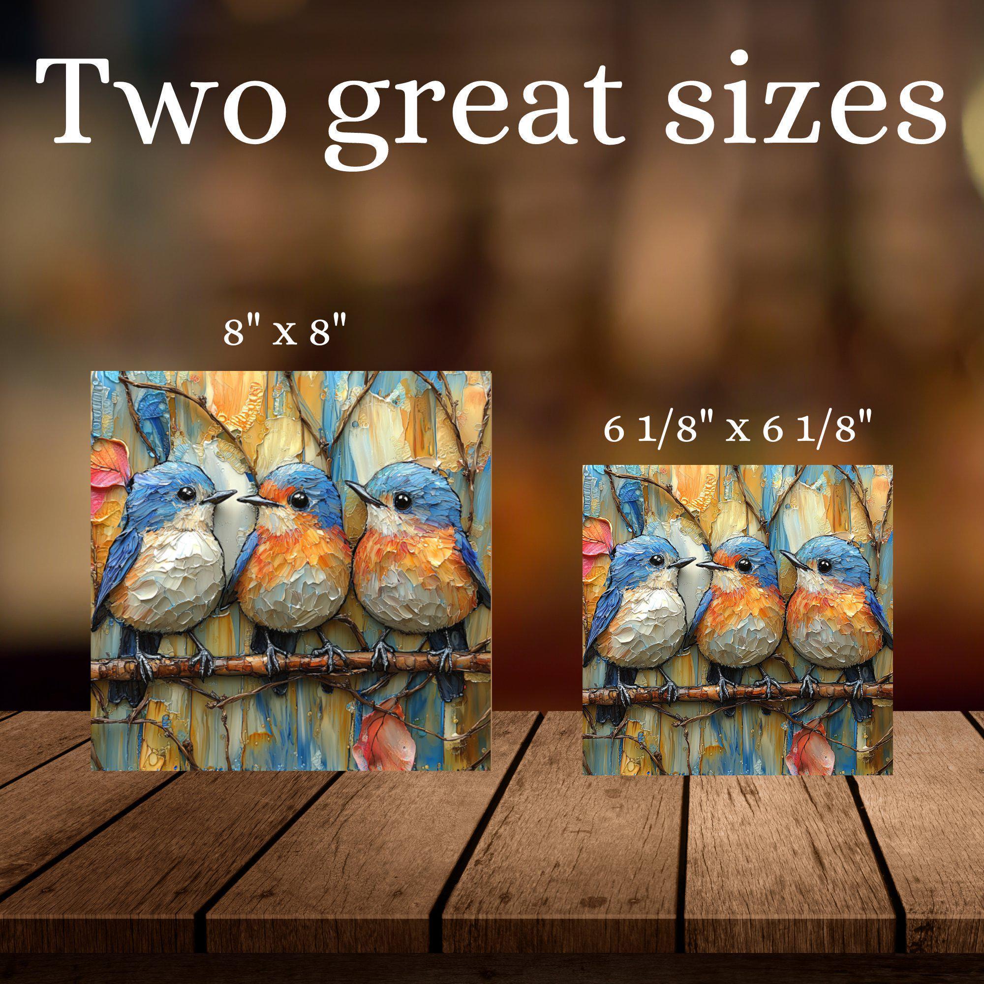 Row of Bluebirds Decorative Tile Ceramic Art Tile Wall Decor Bookshelf Book Nook Wall Art Gift for Her House Decoration
