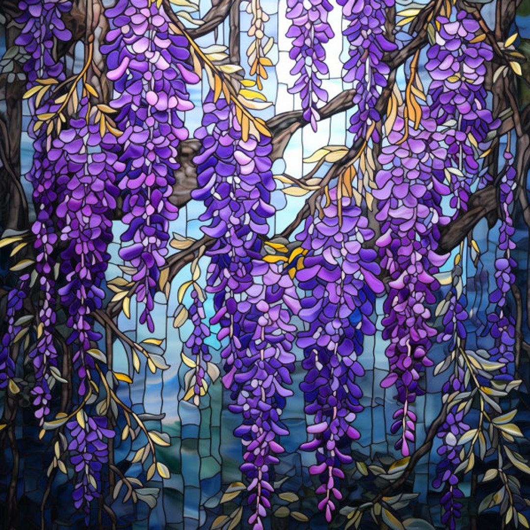 Wisteria Stained Glass Window Cling Wisteria Faux Stained