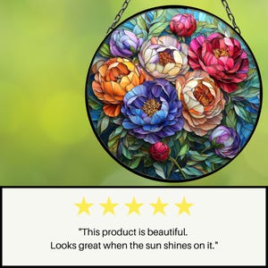 Peony November Birthflower Suncatcher Birthmonth Birth Month Flower Gift for Her Mom Wife Grandmother Personally birthflower image 3
