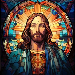 Jesus Stain Glass Jesus Stain Glass Window Hanging Jesus Window Cling Jesus Suncatcher Jesus Clings