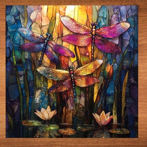 Dragonflies Ceramic Art Tile Decor for Bookshelf Book Nook Wall Art Shadow Box Gift for Her Birthday Housewarming