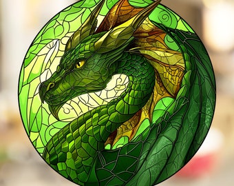 Dragon Stained Glass Window Cling Decal Sticker Window Film Dragoncore Gift for Him Her Fantasy Dragon Art