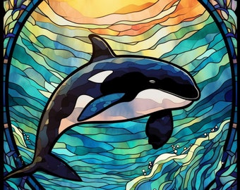 Orca Stained Glass Window Cling